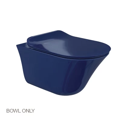 VIVE RIMLESS WALL HUNG TOILET BOWL WITHOUT TOILET SEAT COVER IN INDIGO