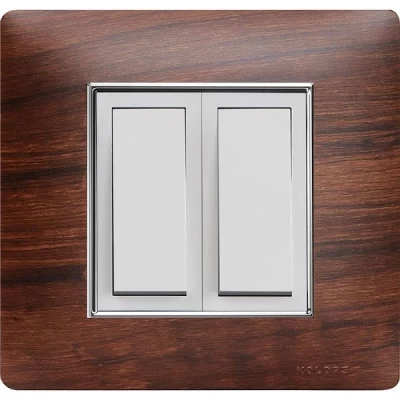 Kolors KBC Selekt Mahogany Walnut with Silverline Polycarbonate Modular Switch Cover Plate 4 Module 753904 (MWF