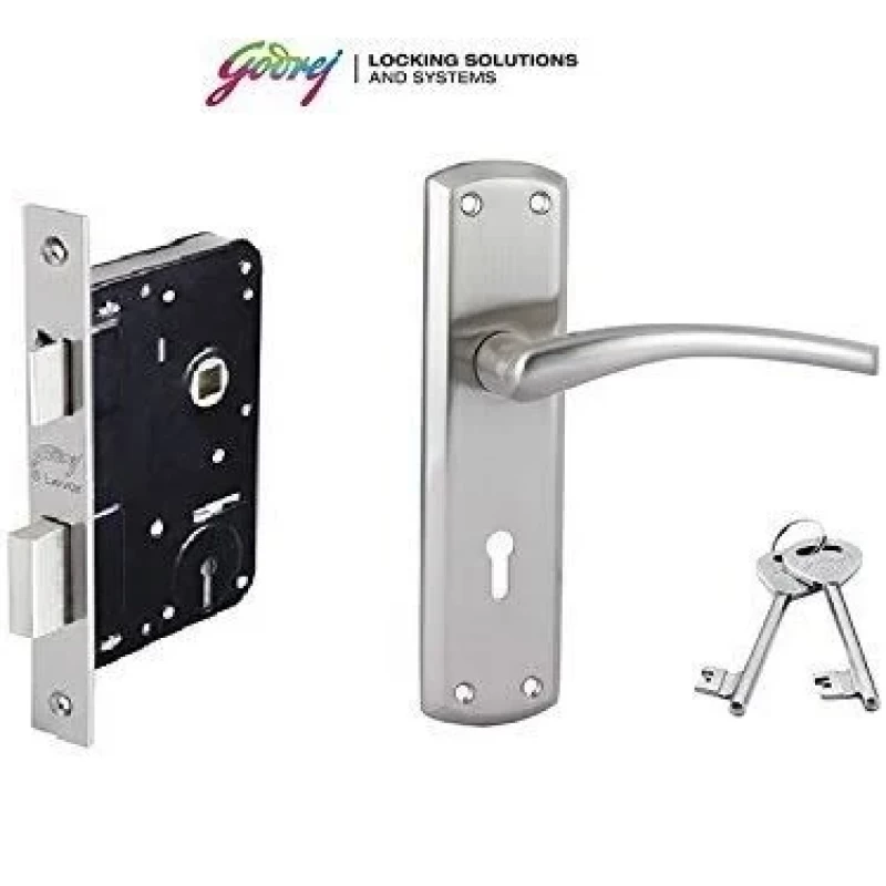 Godrej door Locks COMBIPACK WITH 6 LEVER MORTISE LOCK ELC 01 Chrome(7384)